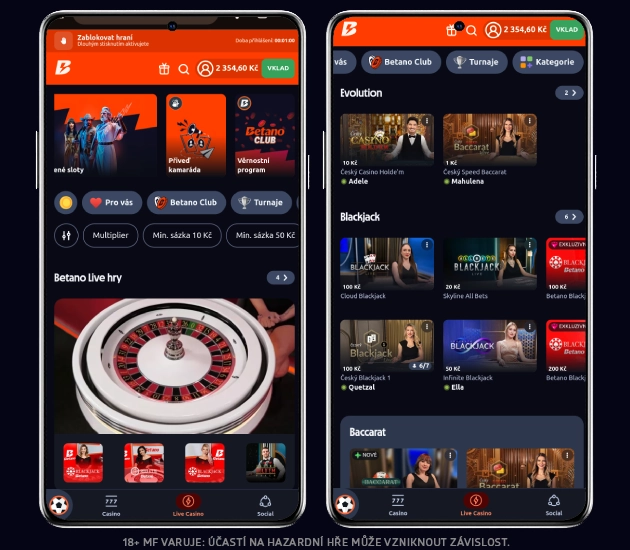 Betano live casino lobby